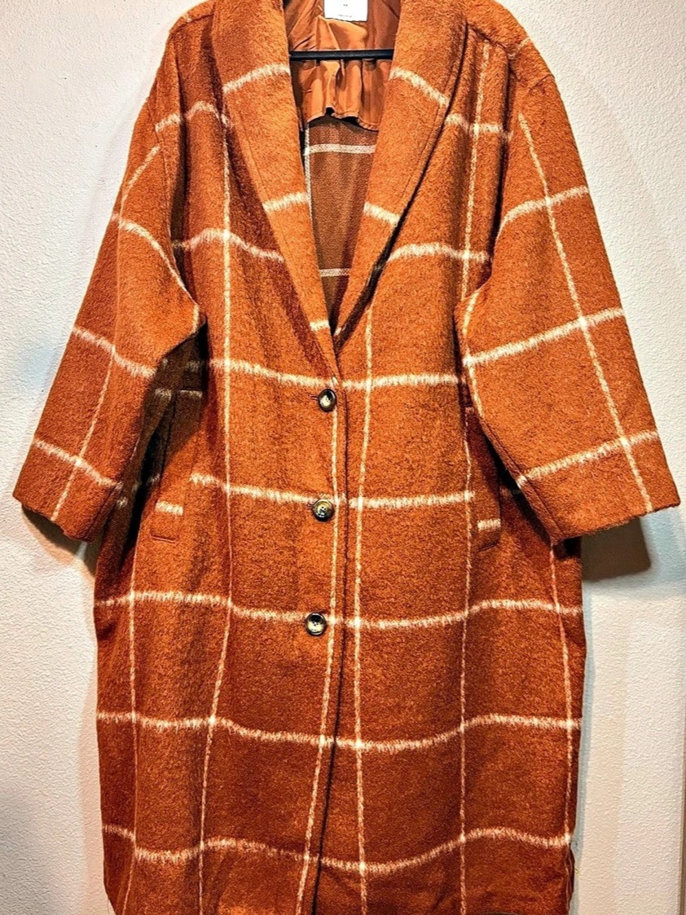 Old Navy Plus Size 4X Plaid Wool-Blend Longline Coat
